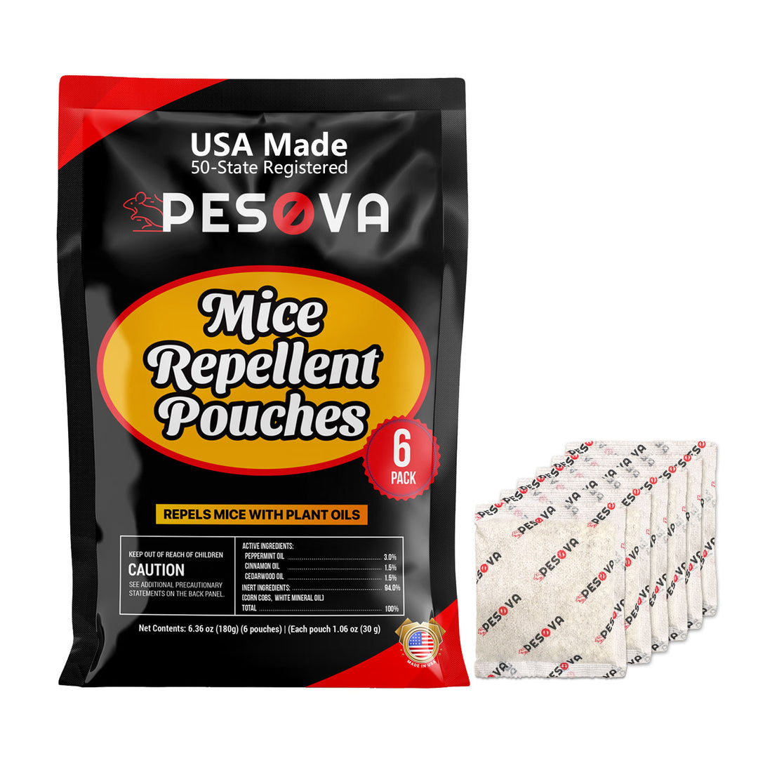 Natural Mice Repellent Pouches with Essential Oils – 6 Pack by PESOVA | Plant-Based, Chemical-Free Rodent Control